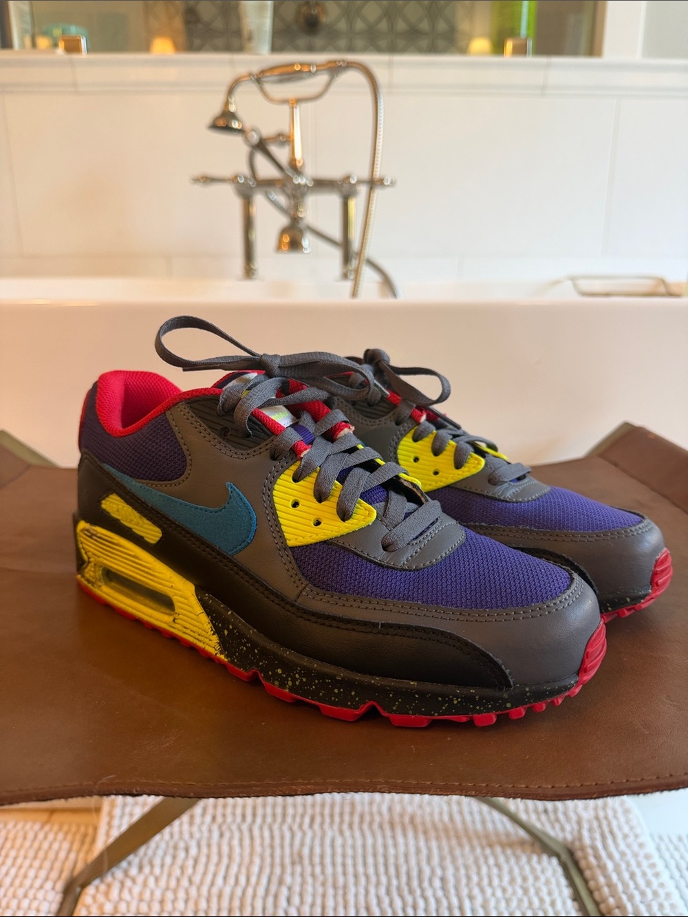 Nike Air Max ID Women’s Athletic Sneakers - Gray, Purple, Yellow & Teal Accents